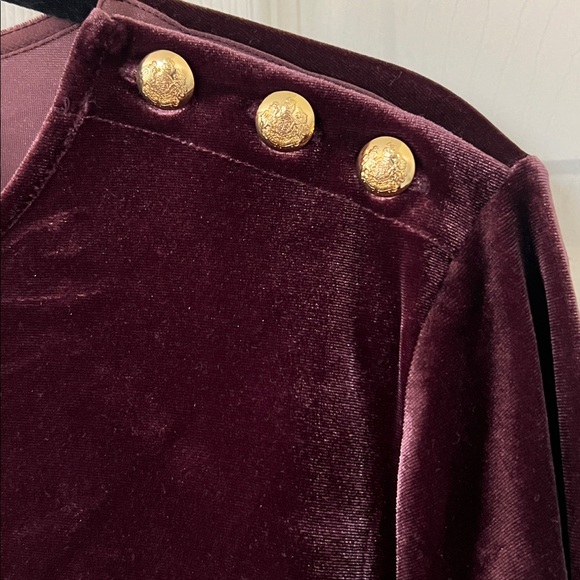 Ralph Lauren plum Velvet 3/4 sleeve Top Large - Picture 3 of 6